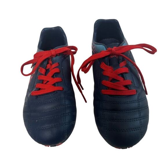 Brava Boys Size 1.5 Navy Blue Red Lace-Up Indoor Soccer Football Athletic Cleats - Picture 3 of 6